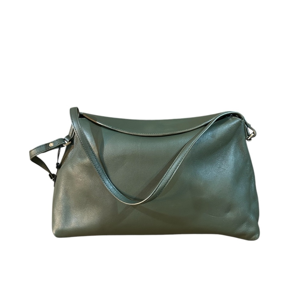 NEW Massimo Dutti Nappa Leather Olive Green Bag Handbag